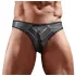 Svenjoyment - Glänzender Herren-String mit transparentem Einsatz (schwarz) - XL