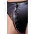 Svenjoyment - Glänzender Herren-Tanga mit Strass-Reißverschluss (Schwarz)