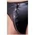 Svenjoyment - glänzender Herren-String mit Strass-Reißverschluss (schwarz) - L