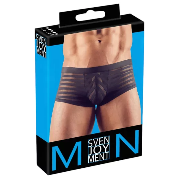 Svenjoyment - Transparente, gestreifte Boxershorts (schwarz)