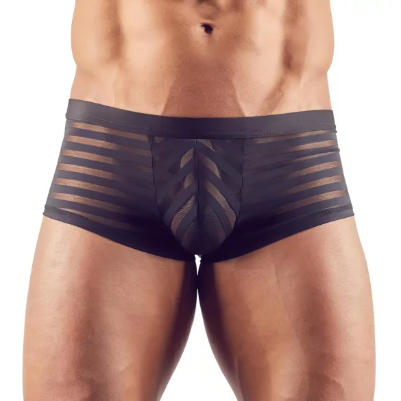Svenjoyment - Transparente, gestreifte Boxershorts (schwarz) - L