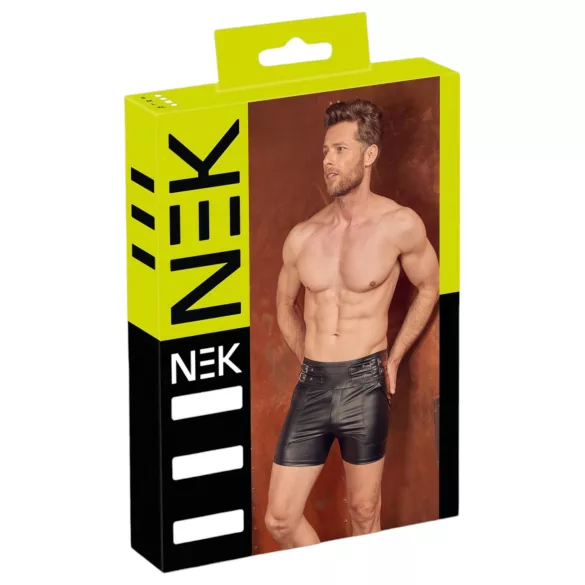NEK - Langer Männer-Shorts mit Metallschnalle (Schwarz) - M