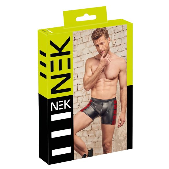 NEK - Schwarze Boxershorts mit rotem Seiteneinsatz und Reißverschluss - XL