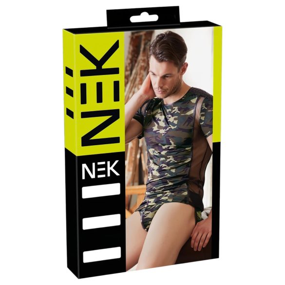 NEK - Tarnfarbenes Herren T-Shirt (Grün-Braun) - 2XL