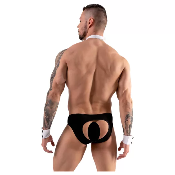 Svenjoyment - Herren Kellner-Tanga-Set (schwarz-weiß)