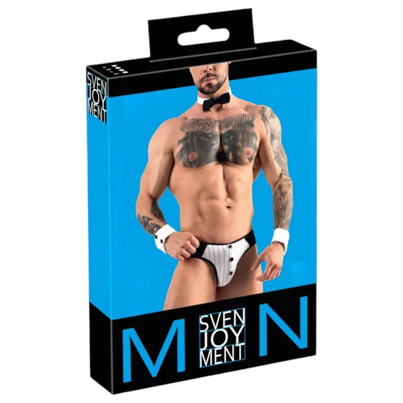 Svenjoyment - Herren Kellner-Tanga-Set (schwarz-weiß) - L