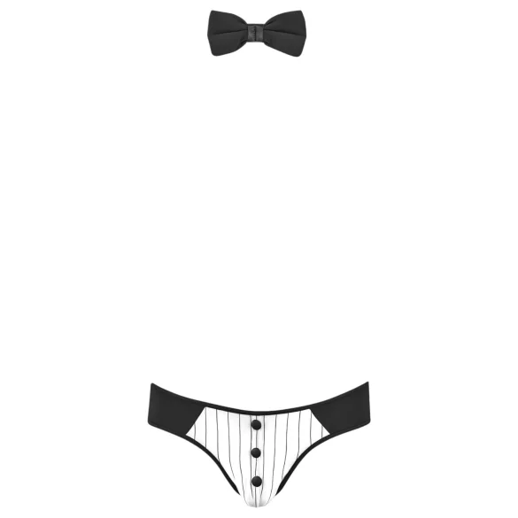 Svenjoyment - Herren Kellner-Tanga-Set (schwarz-weiß) - L