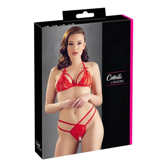 Cottelli - Offenherziges Spitzen-BH-Set (Rot) - XL