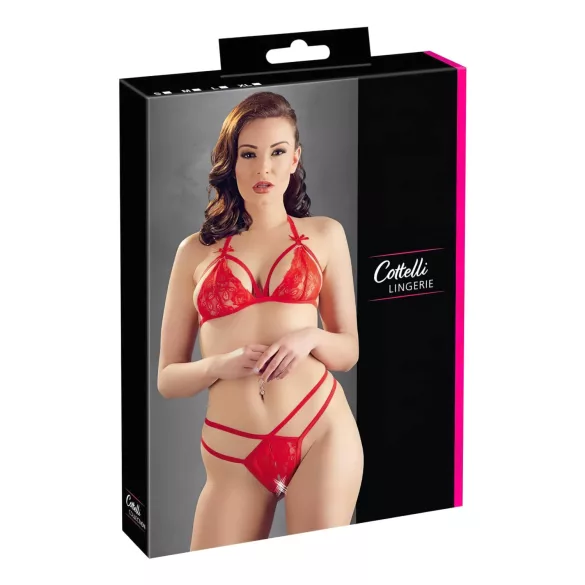 Cottelli - offenes Spitzen-BH-Set (rot) - XL