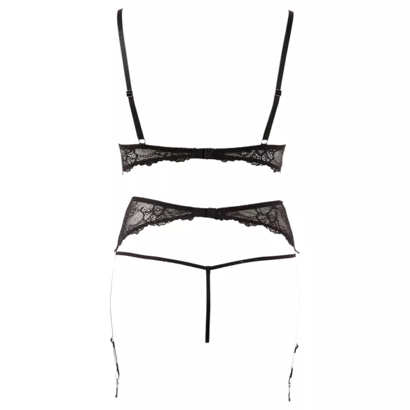 Abierta Fina - Perlenverziertes Spitzen-Dessous-Set - L