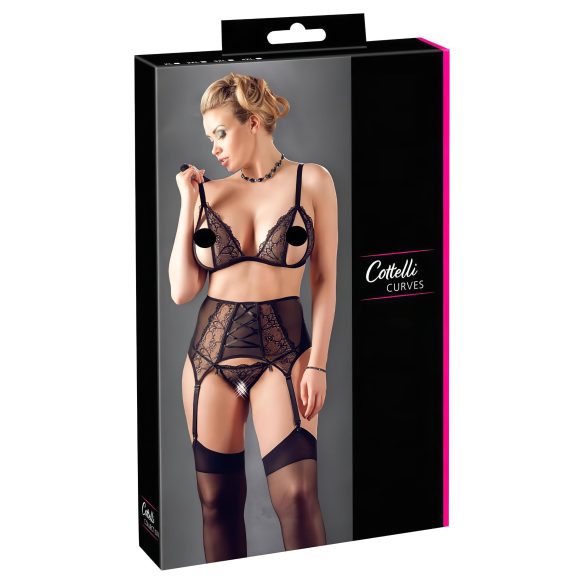 Cottelli Plus Size - Spitzenwäsche-Set (schwarz) - XXL