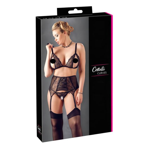 Cottelli Plus Size - Spitzenwäsche-Set (schwarz) - XXXL
