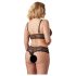 Cottelli Plus Size - Schwarzes Spitzen-BH-Set - XXXL