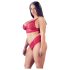 Cottelli Plus Size - weiches Spitzen-BH-Set (rot) - 2XL