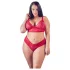 Cottelli Plus Size - weiches Spitzen-BH-Set (rot) - 4XL