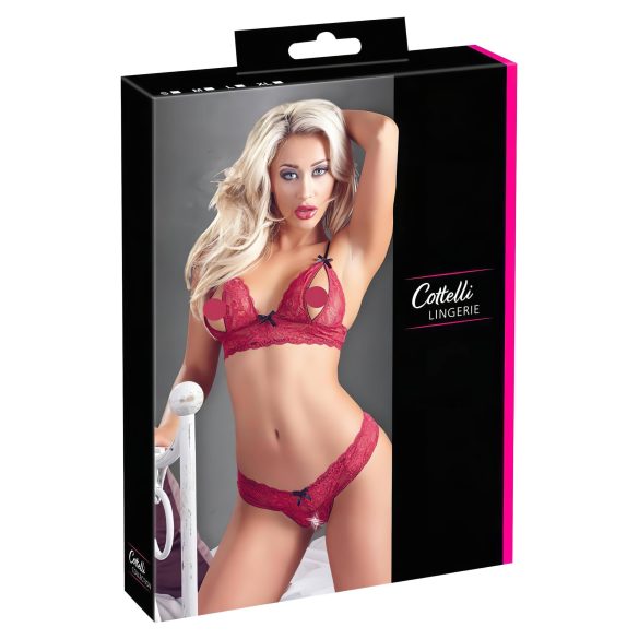 Cottelli - Verführerisches Spitzen-BH-Set (rot) - L