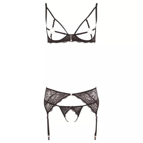Abierta Fina - Glanzende Spitzenzauber - BH-Set (Schwarz)