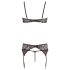 Abierta Fina - Glänzendes Spitzenzauber-BH-Set (Schwarz) - XL