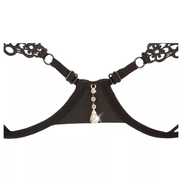 Cottelli - Funkelndes besticktes BH-Set (schwarz) - M