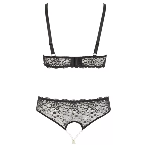 Cottelli Plus Size - Perlen-BH-Set (schwarz)