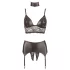 Cottelli Bondage - Glänzendes Spitzenwäsche-Set (4-teilig) - XL