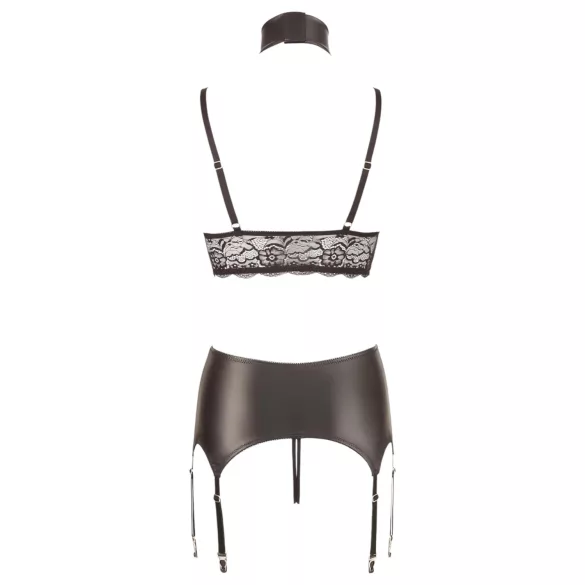 Cottelli Bondage - Glänzendes Spitzenwäsche-Set (4-teilig) - XL