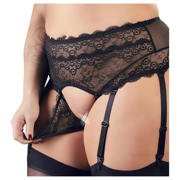 Cottelli Plus Size - Strass, Spitze Dessous-Set (Schwarz)