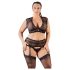 Cottelli Plus Size - Strass und Spitze Dessous Set (schwarz) - 2XL