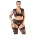 Cottelli Plus Size - Strass, Spitze Dessous-Set (Schwarz) - 3XL