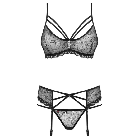 Obsessive 818-SEG-1 - Strass-Unterwäsche-Set (schwarz)