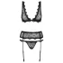 Obsessive Emperita - zart besticktes Lingerie-Set (schwarz)