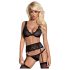 Obsessive Emperita - Set aus feiner Stickerei-Unterwäsche (Schwarz) - L/XL