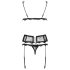Obsessive Emperita - Set aus feiner Stickerei-Unterwäsche (Schwarz) - L/XL