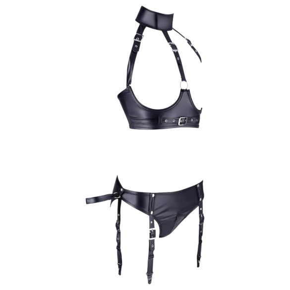 Cottelli Bondage - Glänzendes Hebe-Set mit Fesseln (schwarz)
