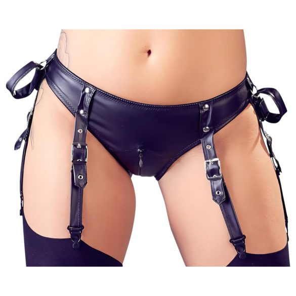 Cottelli Bondage - Glänzendes Hebe-Set mit Fesseln (schwarz) - M