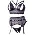 Cottelli Bondage: Spitzen-Set mit Handschellen (schwarz) - L