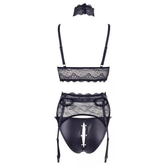 Cottelli Bondage - Spitzen-Set mit Handschellen (schwarz) - XL