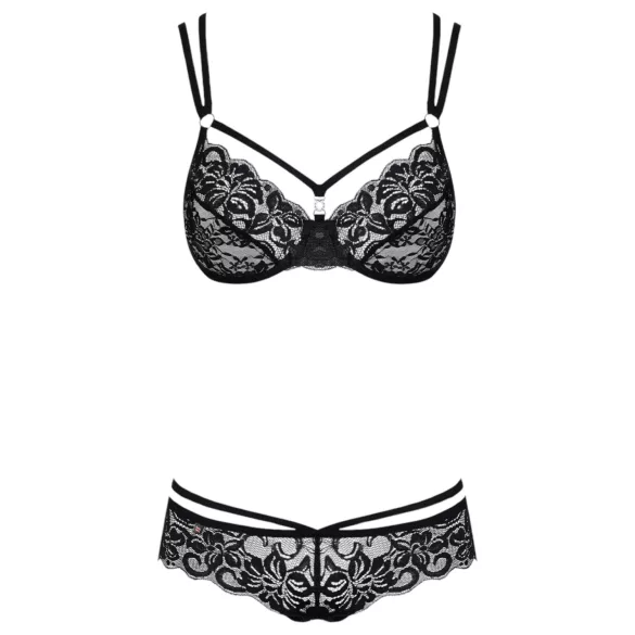 Obsessive 860-SET-1 - Rosiges Spitzen-BH-Set (schwarz)