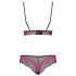 Obsessive Tulia - Spitzen-Dessous-Set (Schwarz-Pink)