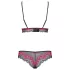 Obsessive Tulia - Spitzenwäsche-Set (schwarz-pink) - L/XL