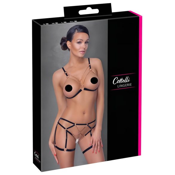 Cottelli - Kettelteiliges Körperharness mit Kettenverzierung (schwarz) - L