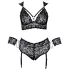 Cottelli Bondage Plus Size - Spitzen-BH-Set (schwarz) - 3XL