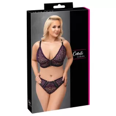 Cottelli Plus Size - Transparentes BH-Set mit Muster (Lila)