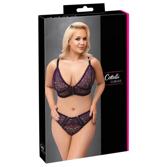 Cottelli Plus Size - Transparentes Muster-BH-Set (Lila)