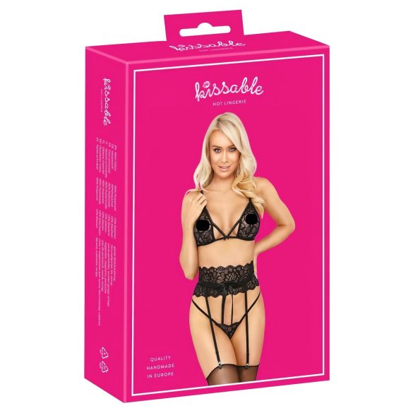 Kissable - Taillen-BH-Set (schwarz)