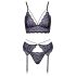 Cottelli - 3-teiliges Spitzenwäsche-Set (Schwarz-Violett)