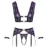 Cottelli Bondage - Dessous-Set und Handschellen (Schwarz-Lila)