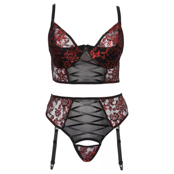 Cottelli Plus Size - verstellbares BH-Set (rot)