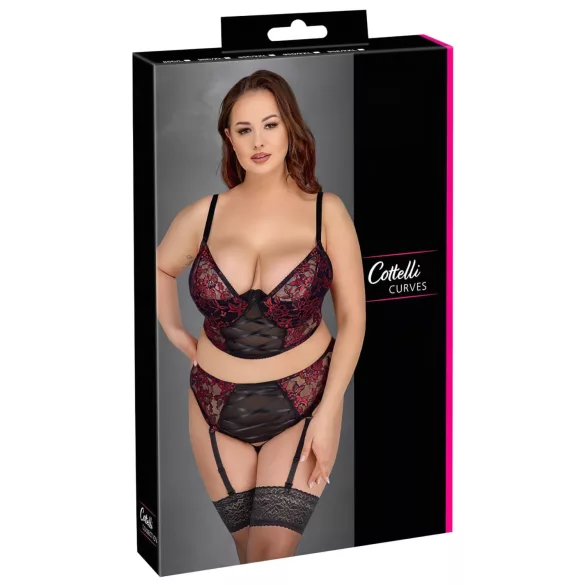 Cottelli Plus Size - verstellbares BH-Set (rot)