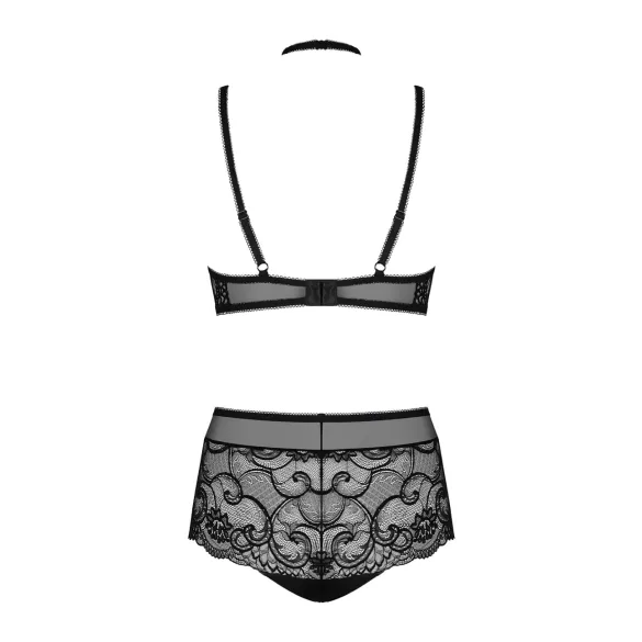 Obsessive Elizenes - Muster, transparentes BH-Set (schwarz)